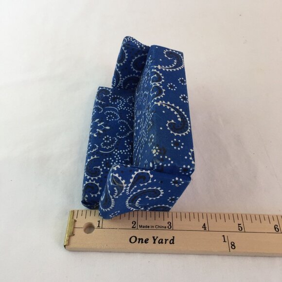 Miniature Dollhouse Blue Paisley Couch Arm Chair Set of 3 Wood Fabric Handmade - Picture 14 of 15